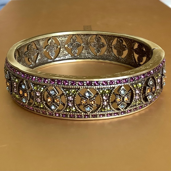 Heidi Daus Mosaic Masterpiece Crystal Bangle Bracelet SZ S/M - Picture 2 of 10